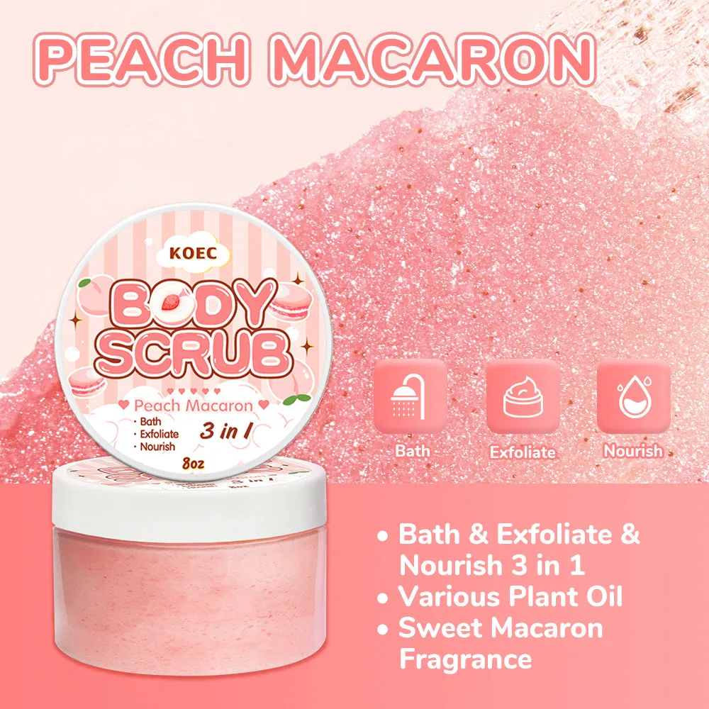 KOEC Peach Macaron bodyscrub med sheasmør