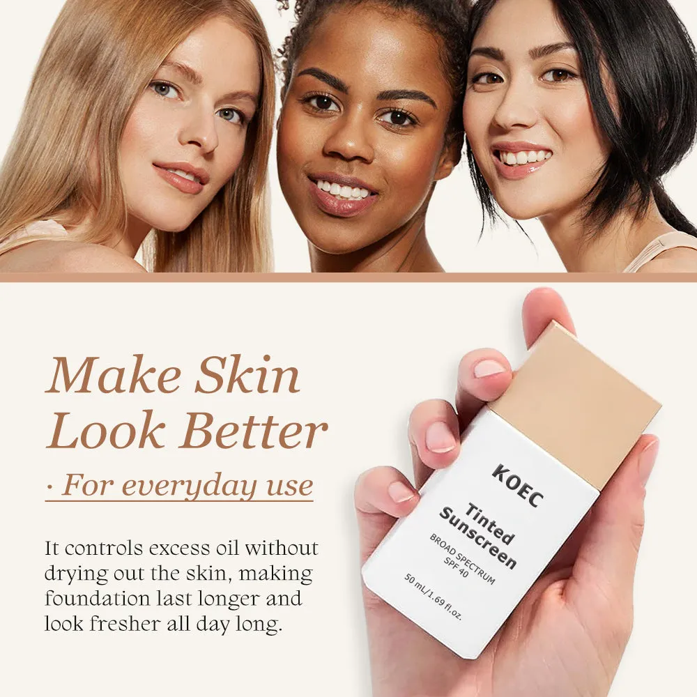 KOEC Daily Tinted Fluid solcreme SPF40 Medium uden hvidt skær