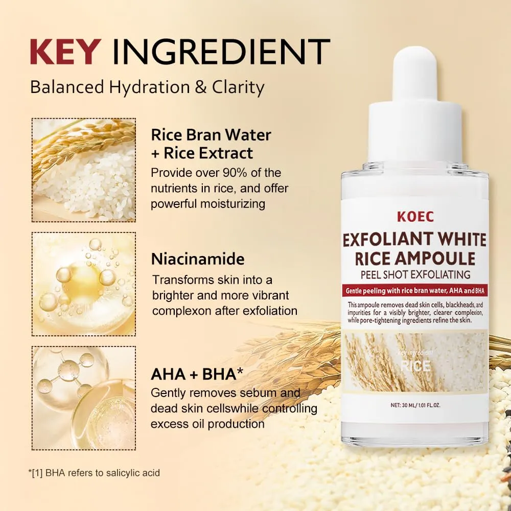 KOEC Peel Shot White Rice ampul til tør hud