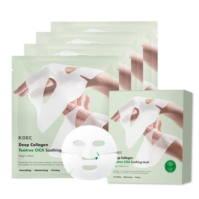 KOEC Deep Collagen Teatree CICA Maske 4 stk fugtgivende