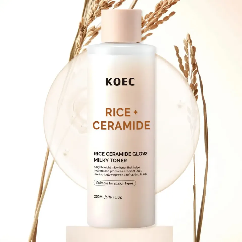 KOEC Rice Ceramide Glow Milky Toner 200 ml til tør hud