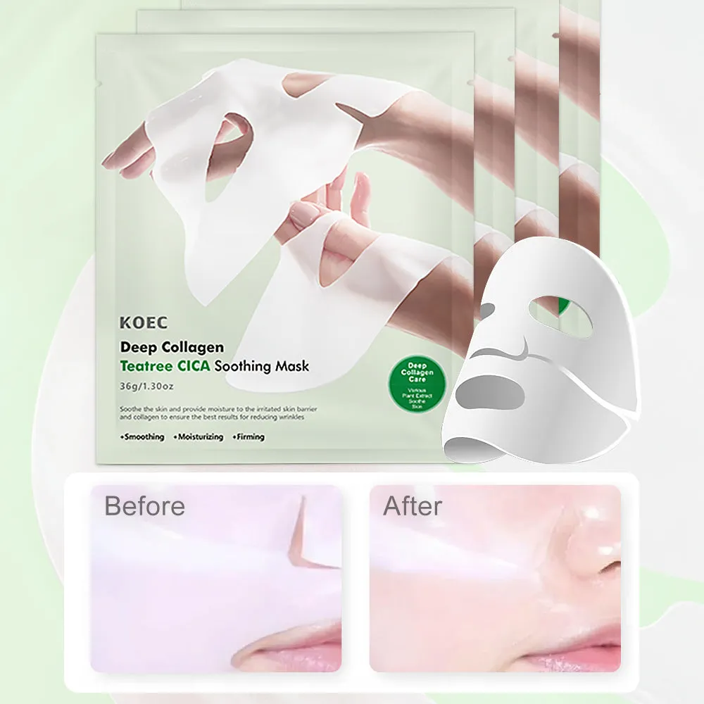 KOEC Deep Collagen Teatree CICA Maske 4 stk fugtgivende