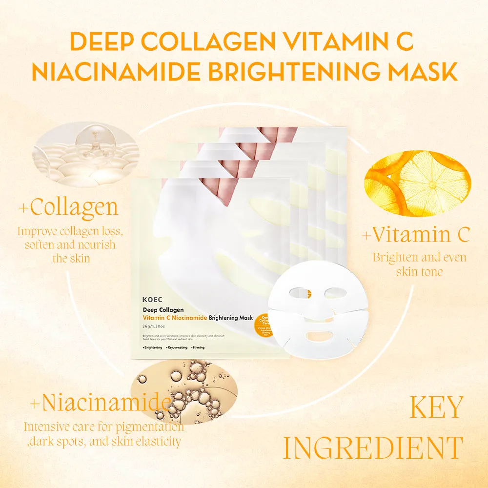 KOEC VC Niacinamide Collagen ansigtsmaske 4 stk fugtgivende