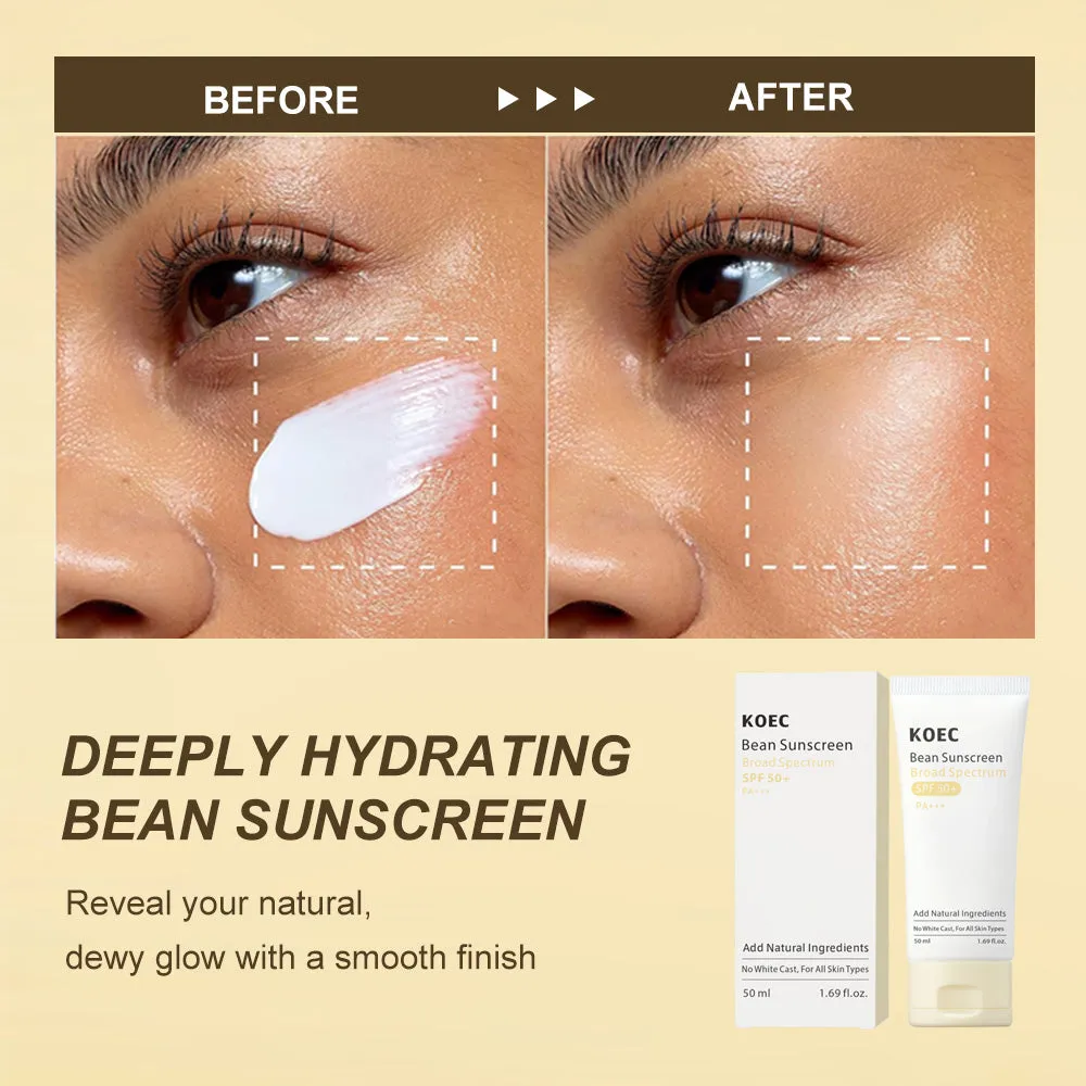 KOEC Bean solcreme SPF 50+ til ansigt uden white cast