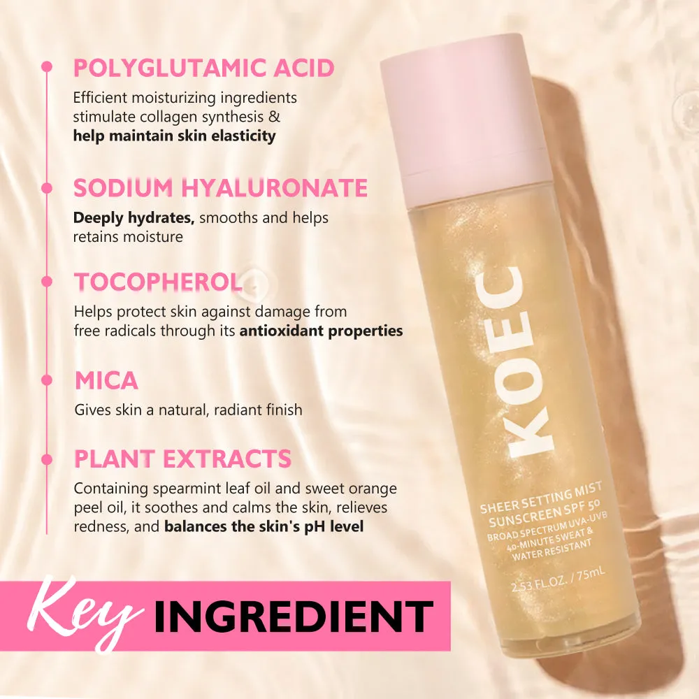 KOEC Sunglaze Sheer Setting Sunscreen Mist solmist SPF 50