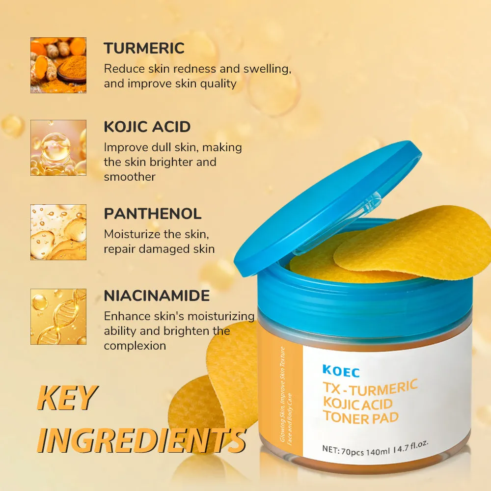KOEC TX Turmeric Kojic toner pads til ujævn hud