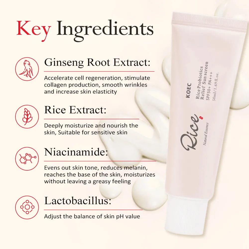 KOEC Rice Daily Relief solcreme SPF50+ 50 ml