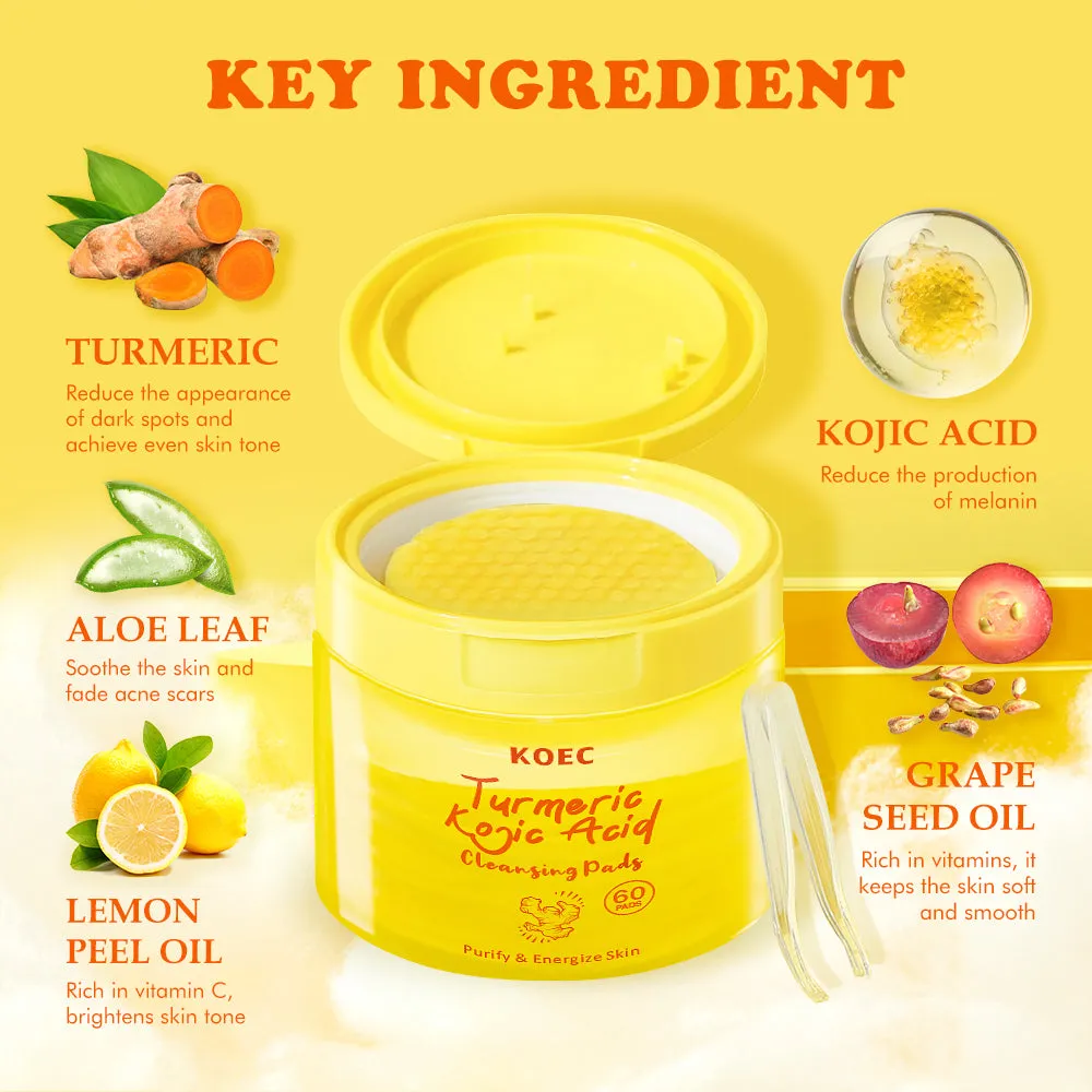 KOEC Kojic Acid Turmeric Cleansing Pads renseservietter