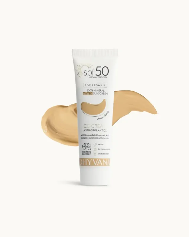 Dhyvana SPF50 CC-Cream solcreme med farve mod pletter
