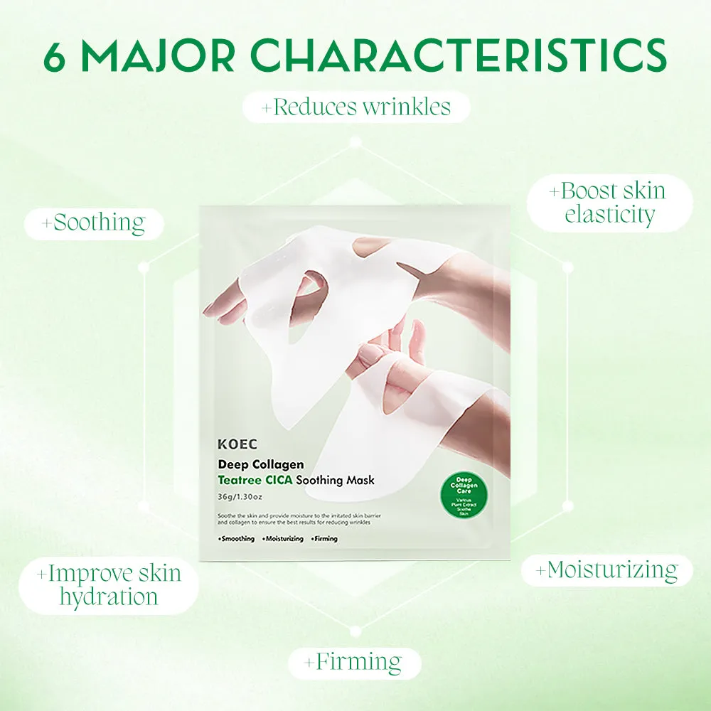 KOEC Deep Collagen Teatree CICA Maske 4 stk fugtgivende