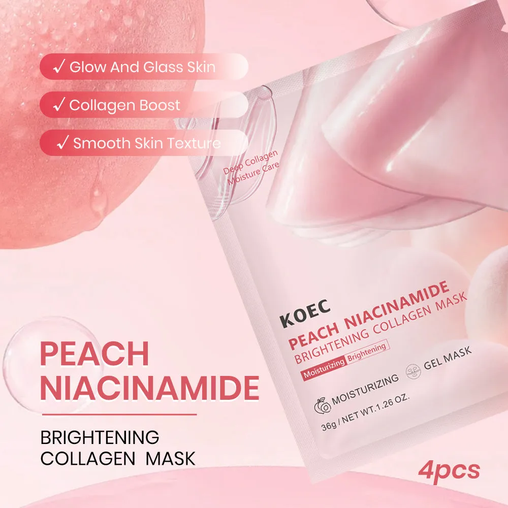 KOEC Peach Niacinamide Collagen ansigtsmaske 4 stk glød