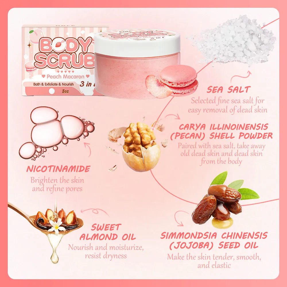 KOEC Peach Macaron bodyscrub med sheasmør