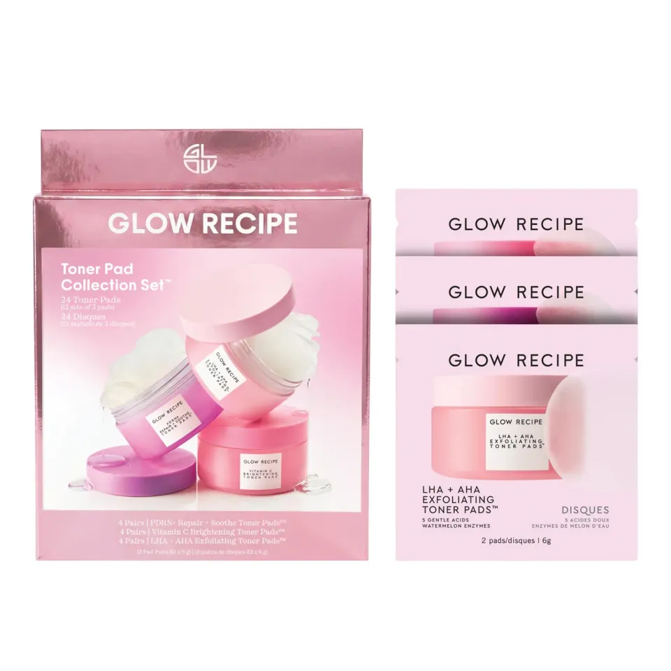 Glow Recipe Toner Pad sæt 12 breve eksfolierende