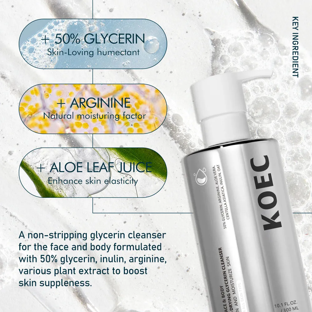 KOEC Non-Drying Glycerin Cleanser Face Body rens 300g