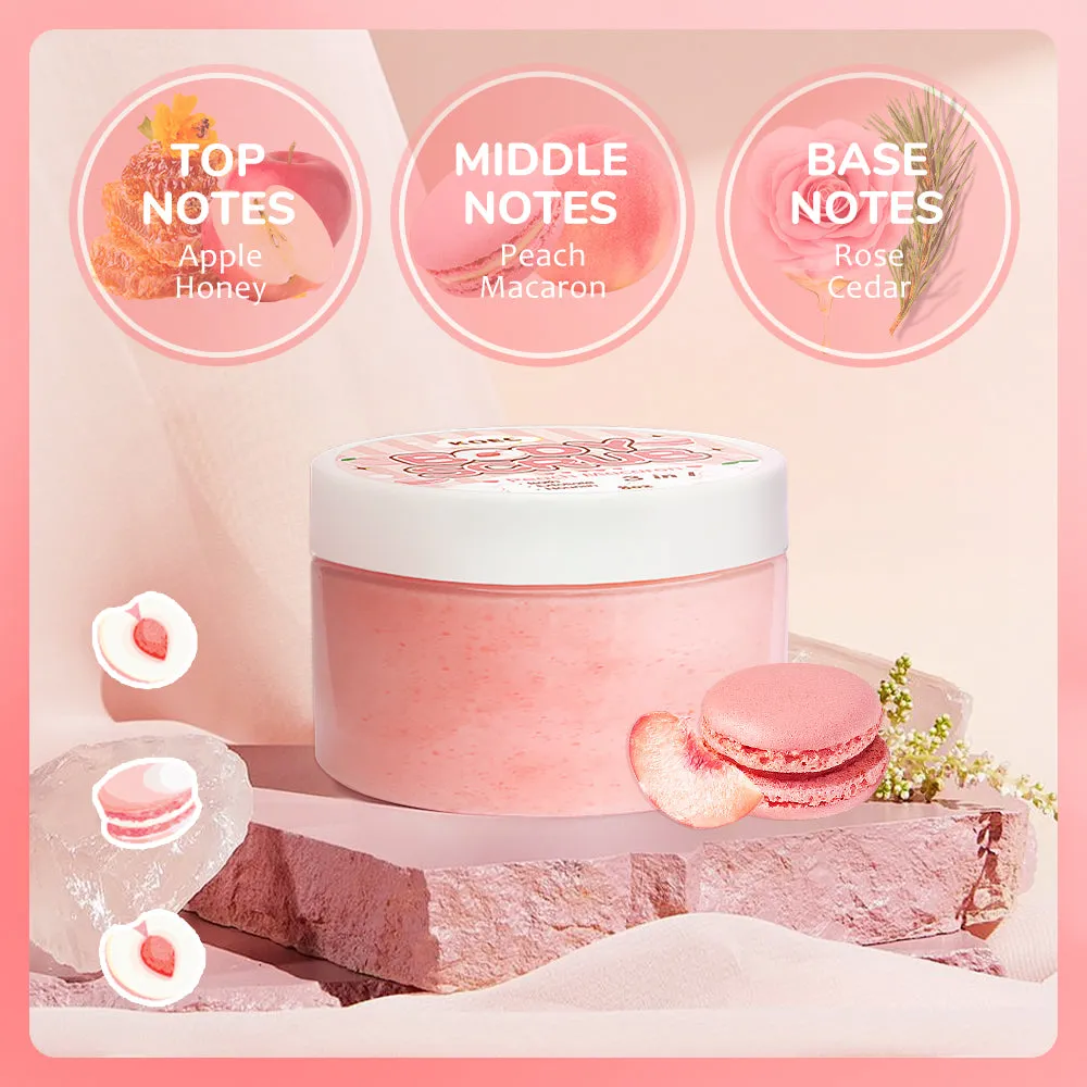 KOEC Peach Macaron bodyscrub med sheasmør