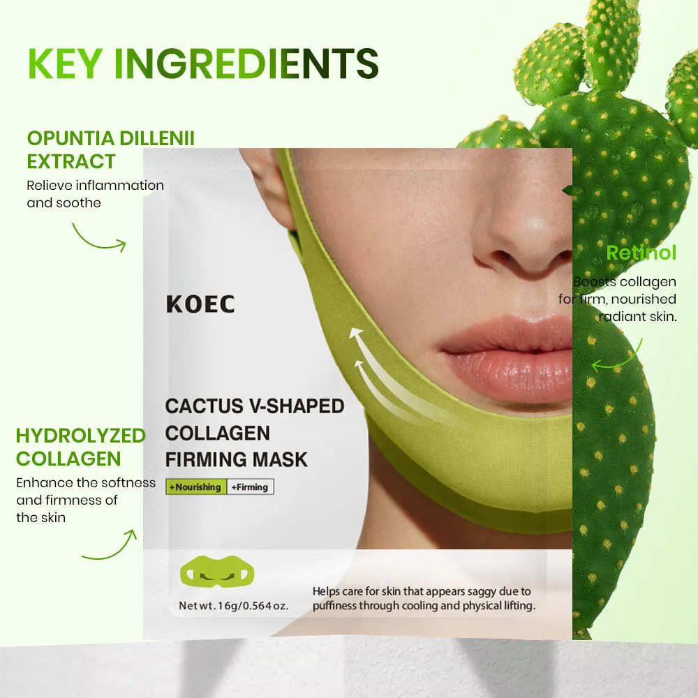 KOEC Cactus V-Shaped Collagen ansigtsmaske til kæbe