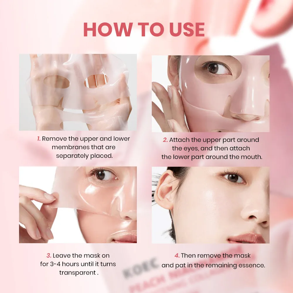 KOEC Peach Niacinamide Collagen ansigtsmaske 4 stk glød