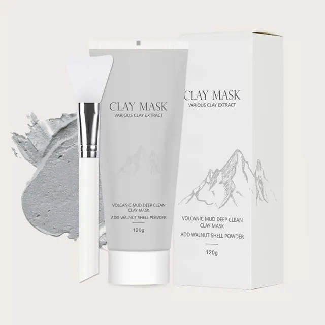 KOEC Volcanic Mud Clay lermaske 120g med børste