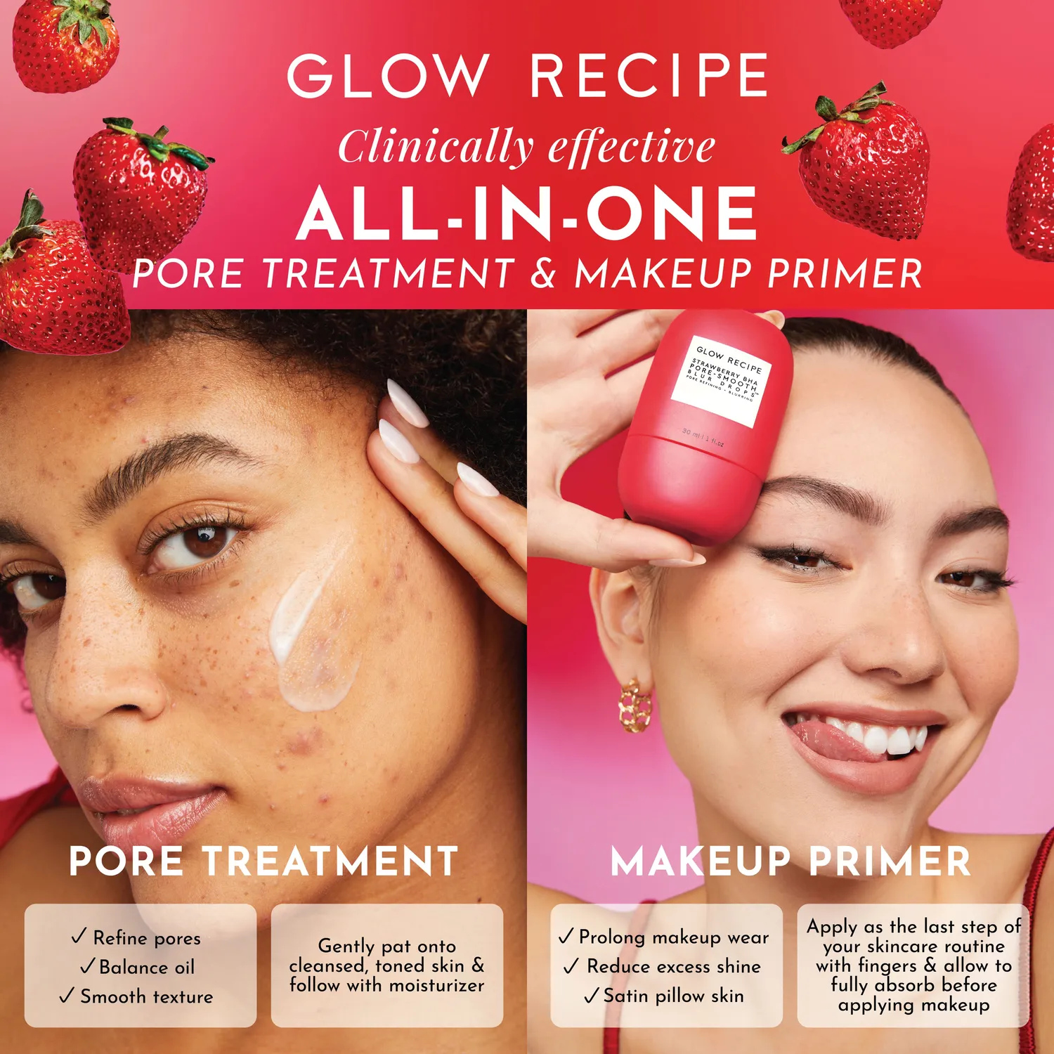 Glow Recipe Strawberry BHA Pore-Smooth serum 30 ml mat