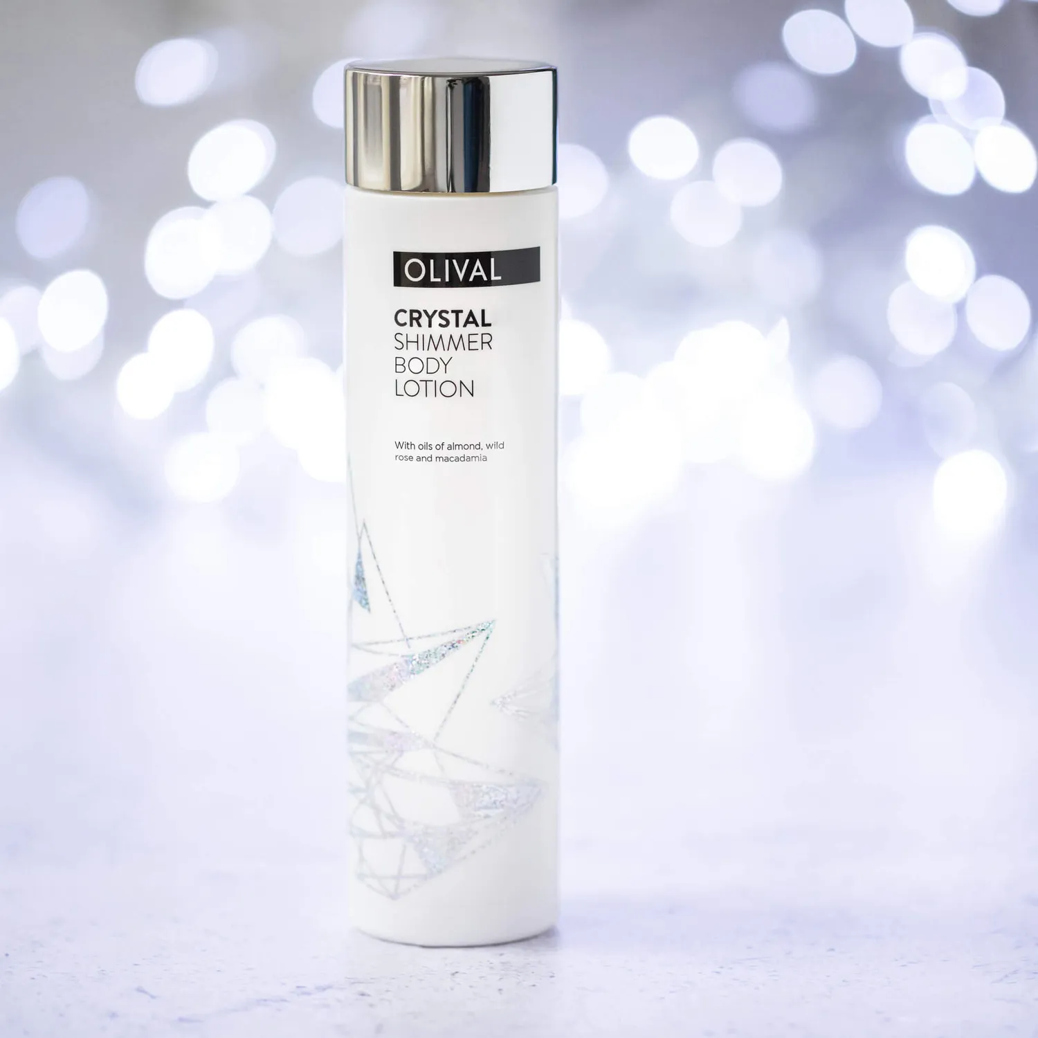 Olival Crystal Shimmer bodylotion med sølvglans